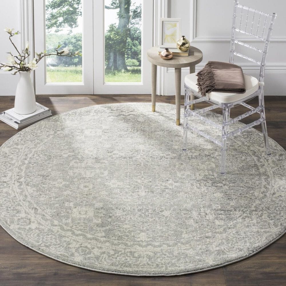 Safavieh Evoke EVK270Z-5R 5"1" Round Silver/Ivory Area Rug, , large