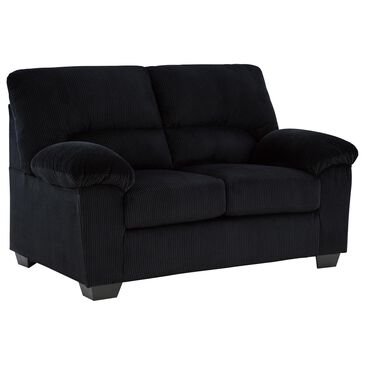 Ashley SimpleJoy Stationary Loveseat in Onyx, , large