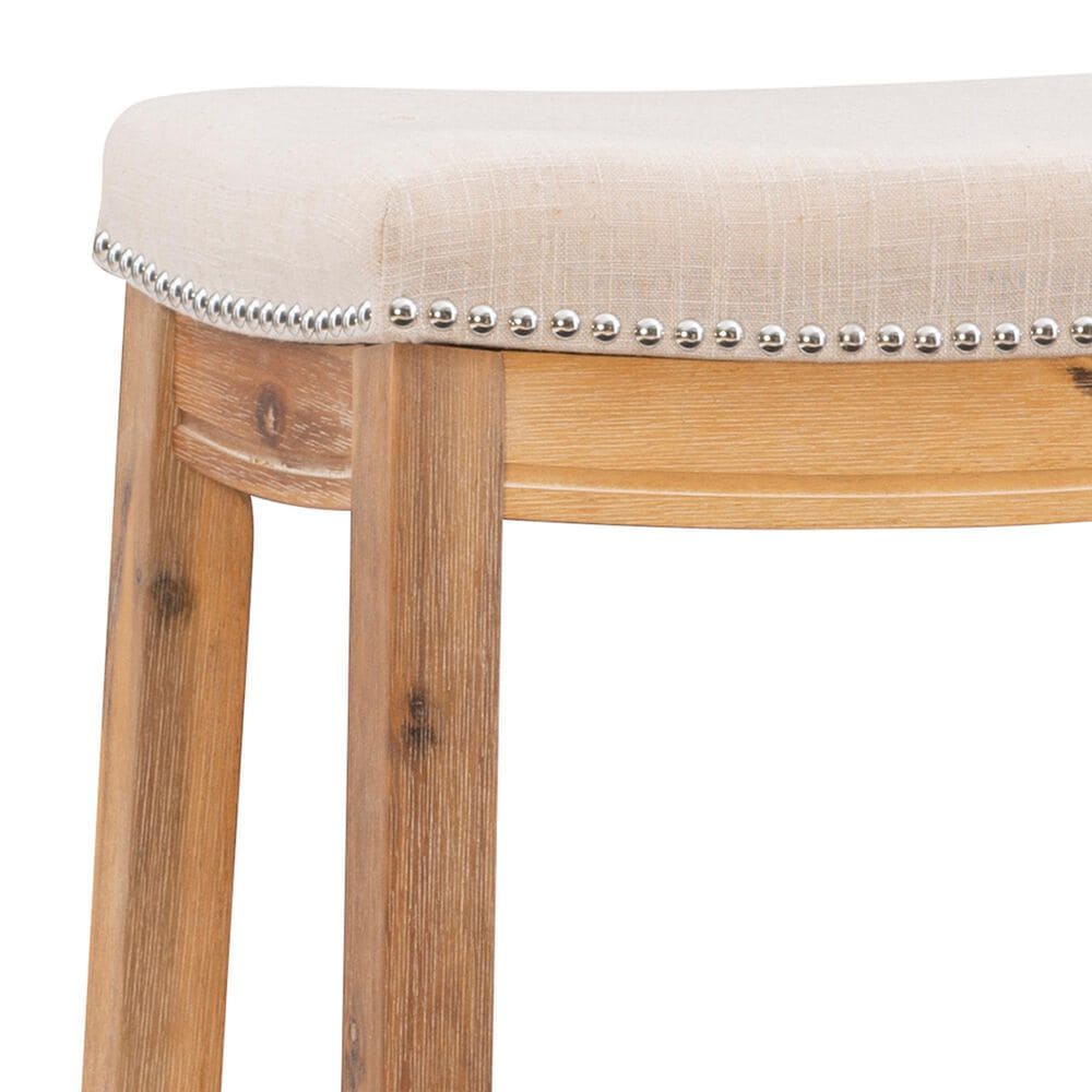 Linon Home Decor Claridge Bar Stool with Beige Cushion in Rustic Brown, , large