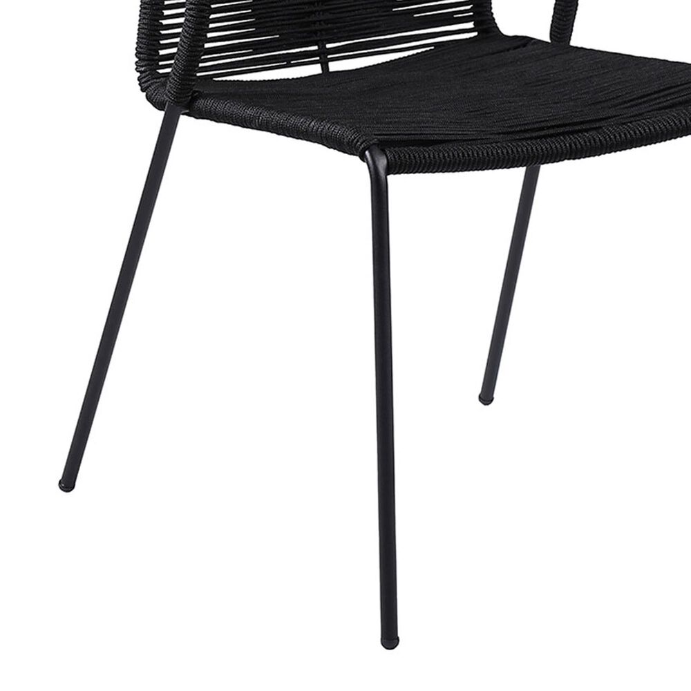 Blue River Clip Outdoor Dining Chair with Black Rop in Black (Set of 2), , large