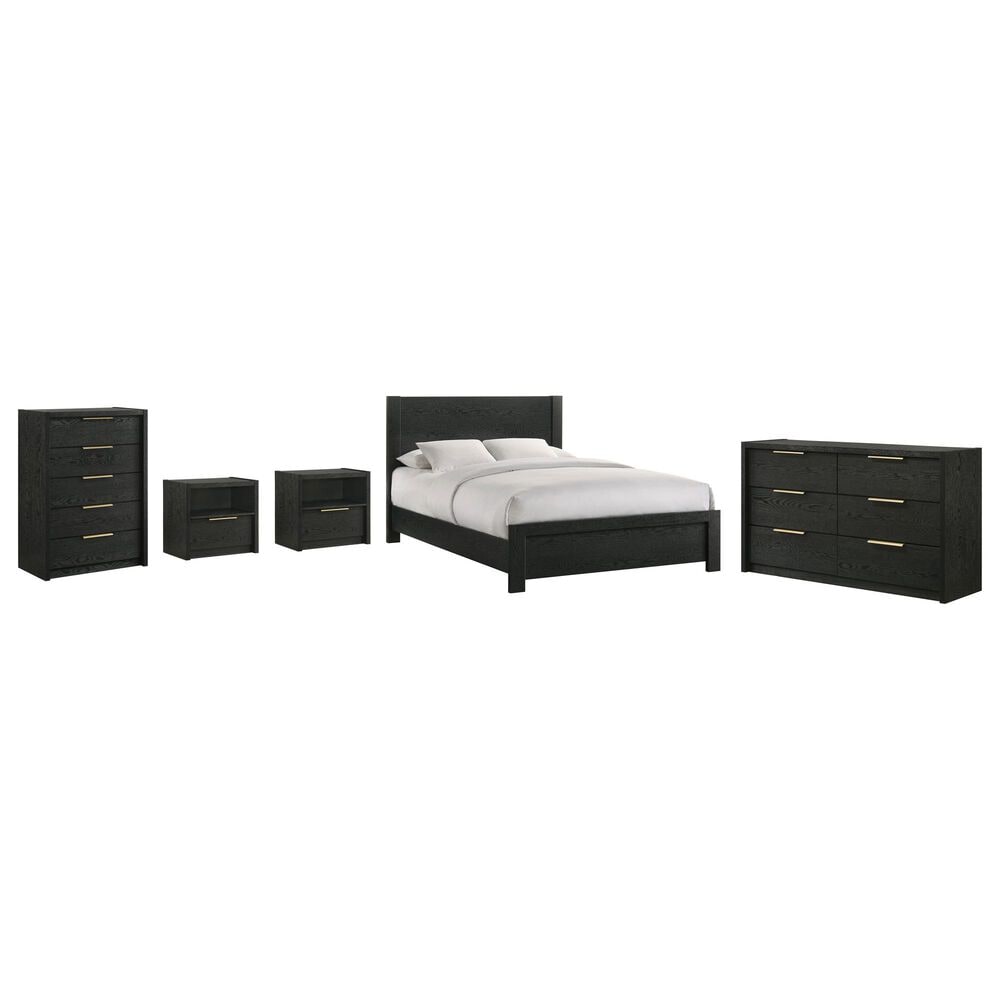 Mayberry Hill South Bend Queen Panel Bed with Dresser, Chest, and Two Nightstands in Black, , large