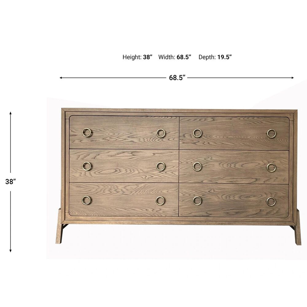 Sterling Timber Elure 6-Drawer Hi-Leg Dresser Only in Latte, , large