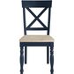 Steve Silver Darcy Round Dining Table and 4 Dining Side Chairs in Natural and Blue, , large