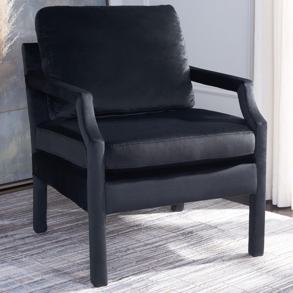 Safavieh Genoa Arm Chair in Black Velvet, , large