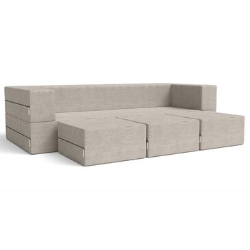 Jaxx Zipline 3-Piece Stationary Convertible Sleeper Sofa in Grey Velvet, , large