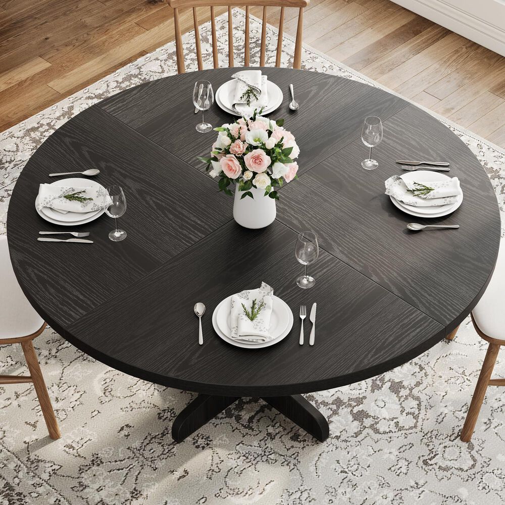 GARVEE 47" Round Dining Table in Black - Table Only, , large