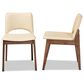 Baxton Studio Afton Side Chair with Beige Faux Leather in Walnut Brown (Set of 2), , large