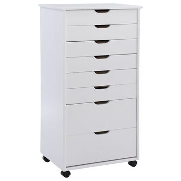 Linden Boulevard Rudy 8-Drawer Tall Rolling Storage Cart in White, , large