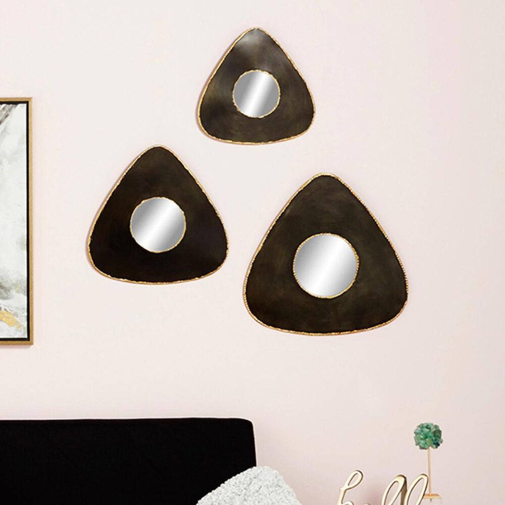 Maple and Jade Assorted Metal Arrows with Wall Mirrors in Black (Set of 3), , large