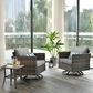 HOMLUX 3-Piece Patio Conversation Set with Square-Arm Swivel Rocking Chairs in Dark Gray, , large