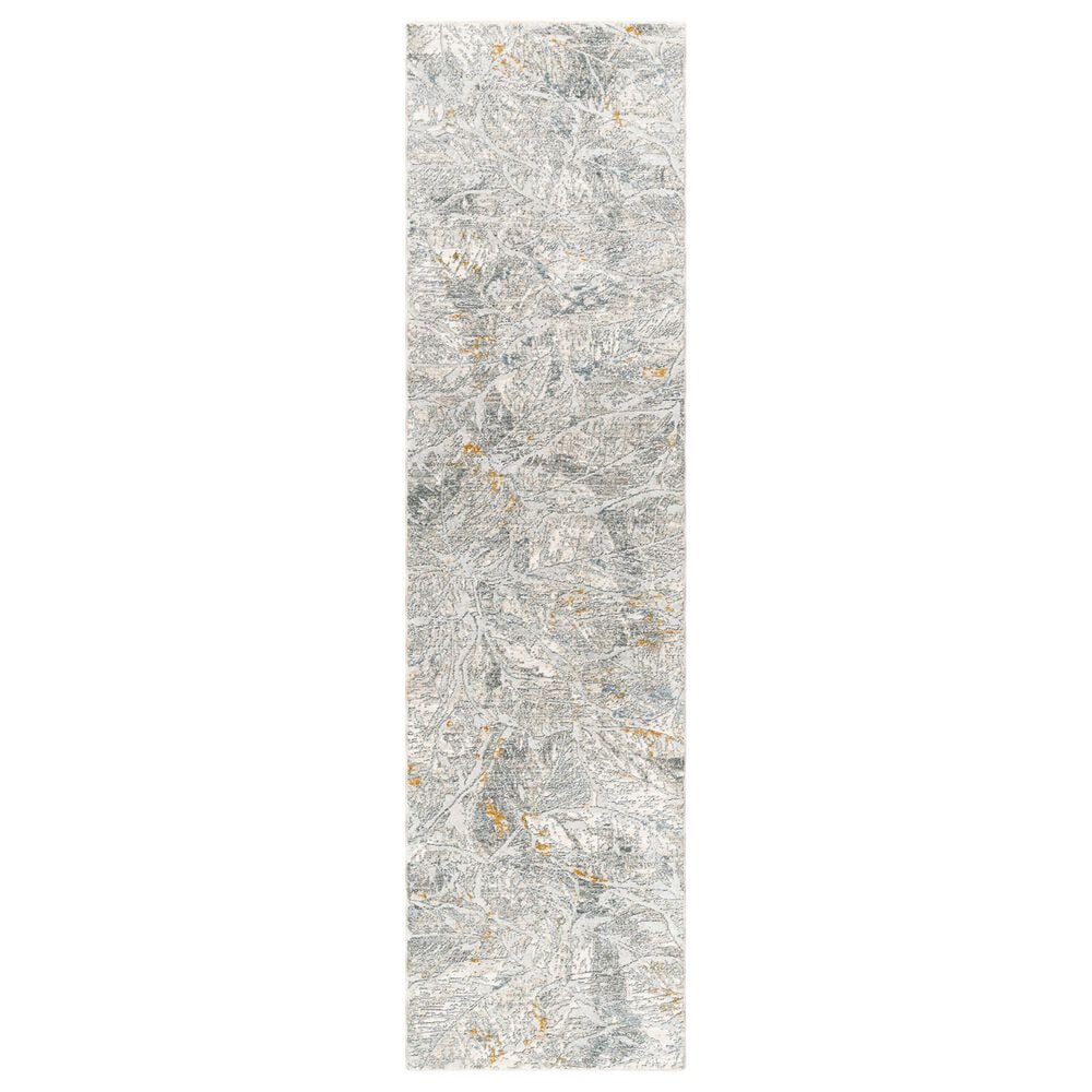 Surya Dresden DRE-2317 White, Medium Gray, Light Slate, Gray, Denim and Mustard 2"7" x 7"3" Runner, , large