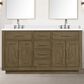 Lexora Home Abbey 60" Double Bathroom Vanity in Grey Oak with 2 cm White Cultured Marble Top and Rectangular Sinks, , large