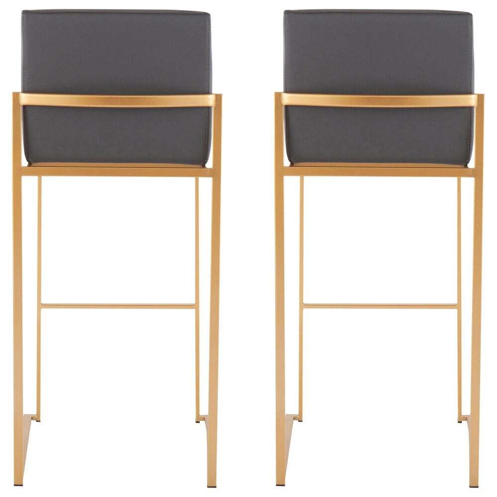 Lumisource Fuji Stackable Barstool with Grey Faux Leather in Gold &#40;Set of 2&#41;, , large