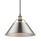 Golden Lighting Orwell 1-Light Wide Large Pendant with Pewter Shade in Aged Brass, , large