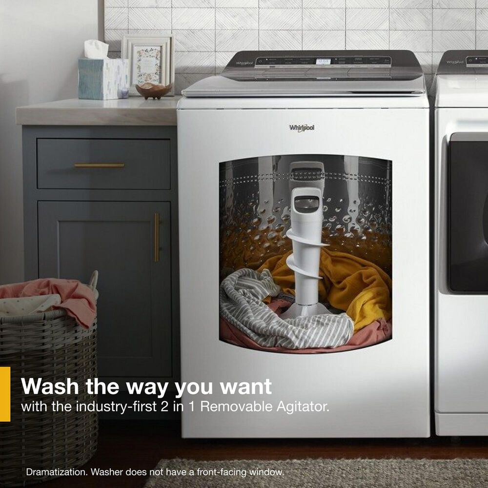 Whirlpool 5.3 Cu. Ft. Top Load Washer and 7.4 Cu. Ft. Top Load Gas Dryer Laundry Pair in White, , large