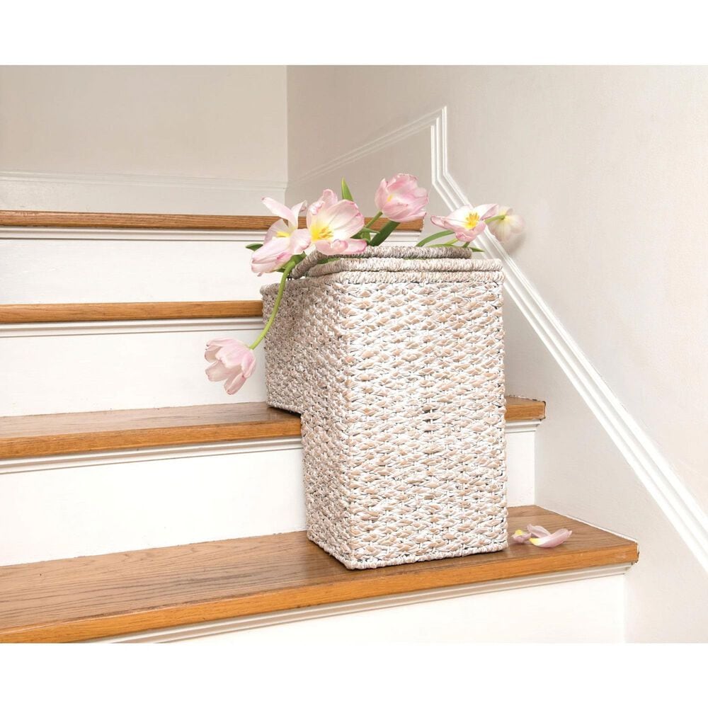 Creative Coop Braided Bankuan Stair Basket with Handles in Whitewash, , large