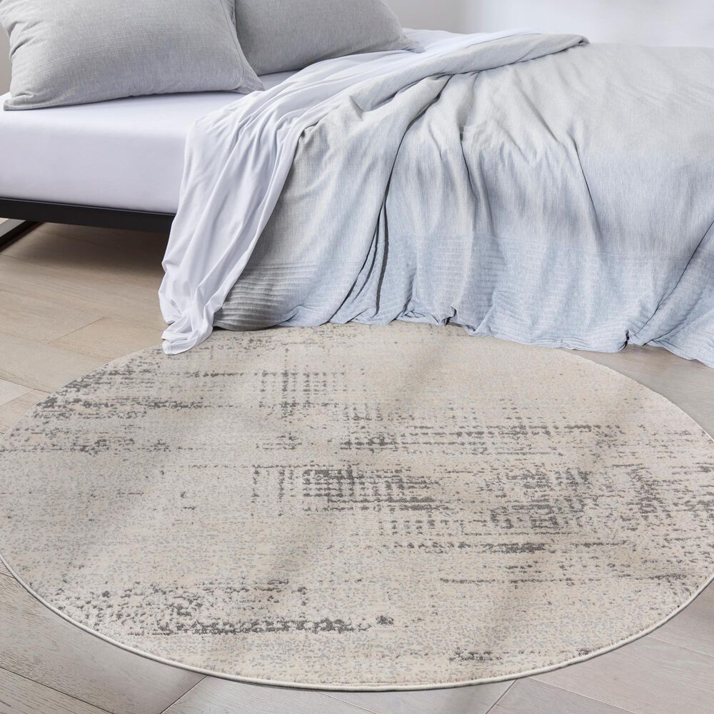 Nourison Rush 8&#39; Round Ivory and Beige Area Rug, , large
