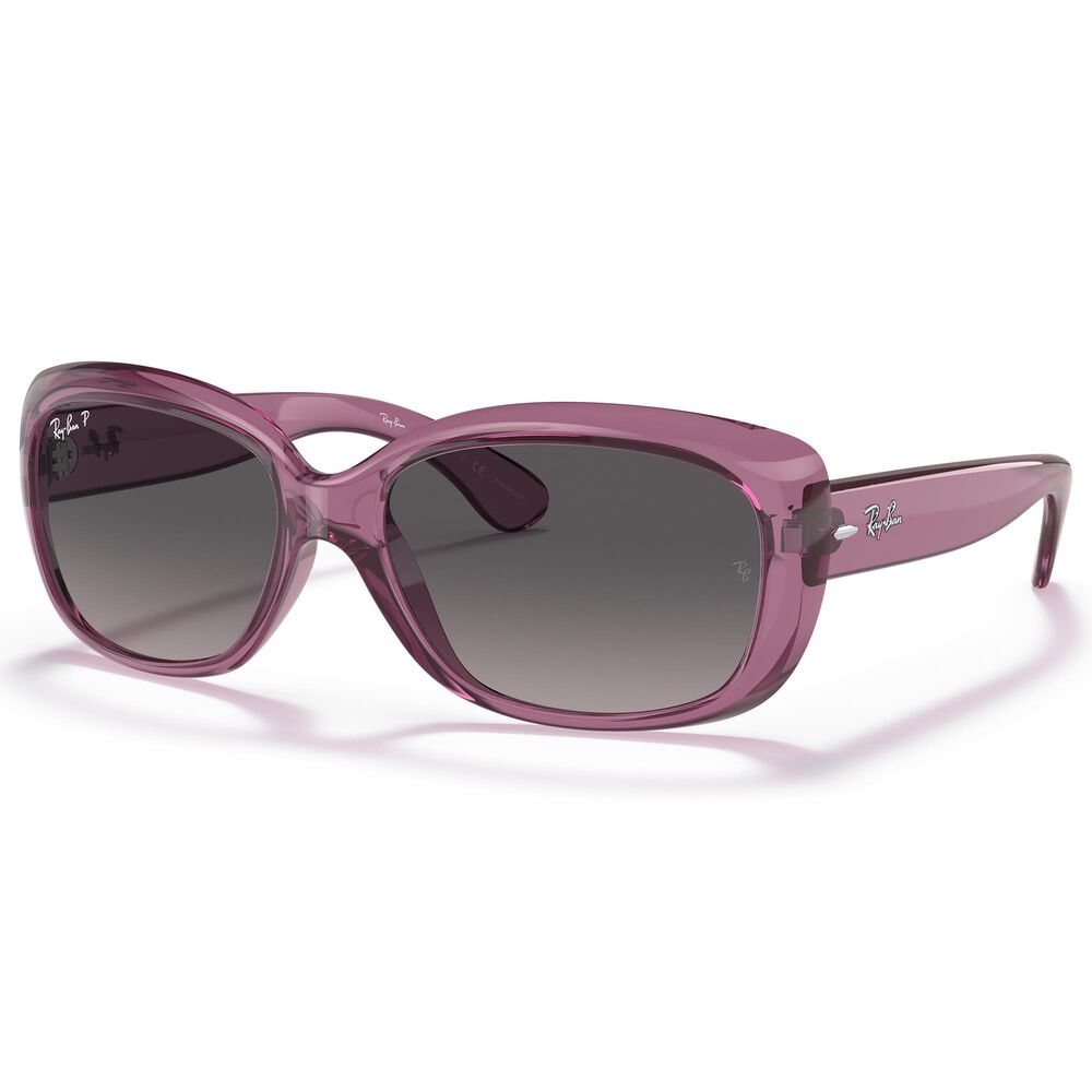 Ray-Ban Jackie Ohh Sunglasses with Grey Lenses in Polished Transparent Violet, , large