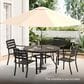 Hearth and Haven 5-Piece Outdoor Metal Dining Set with Stackable Chairs and Round Slatted Table in Black, , large