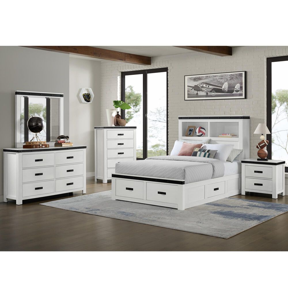 Mayberry Hill Wade 4-Piece Full Storage Bedroom Set in White and Black, , large