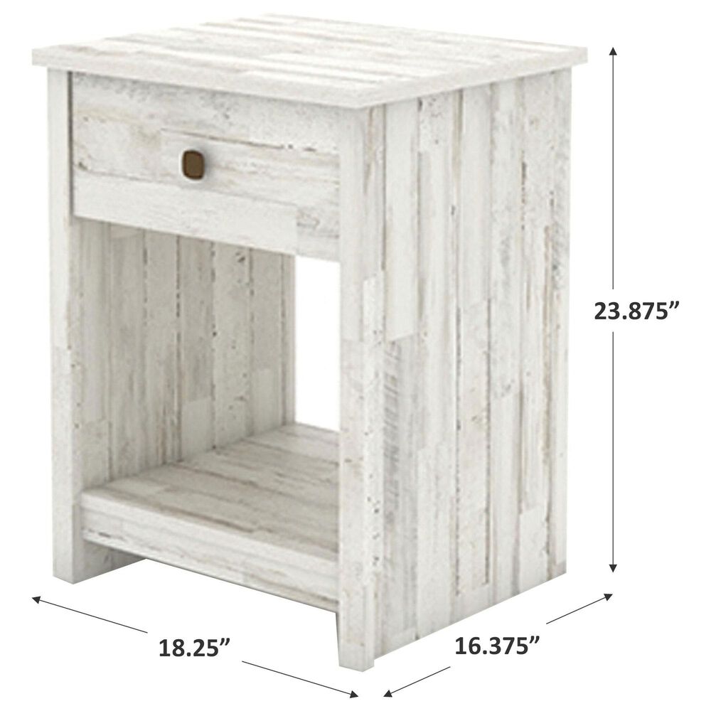 Sauder River Ranch 1-Drawer Nightstand in White Plank, , large