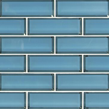 MS International Haiku Sapphire Beveled 2" x 6" on 12" x 12" Glass Mosaic Sheet, , large