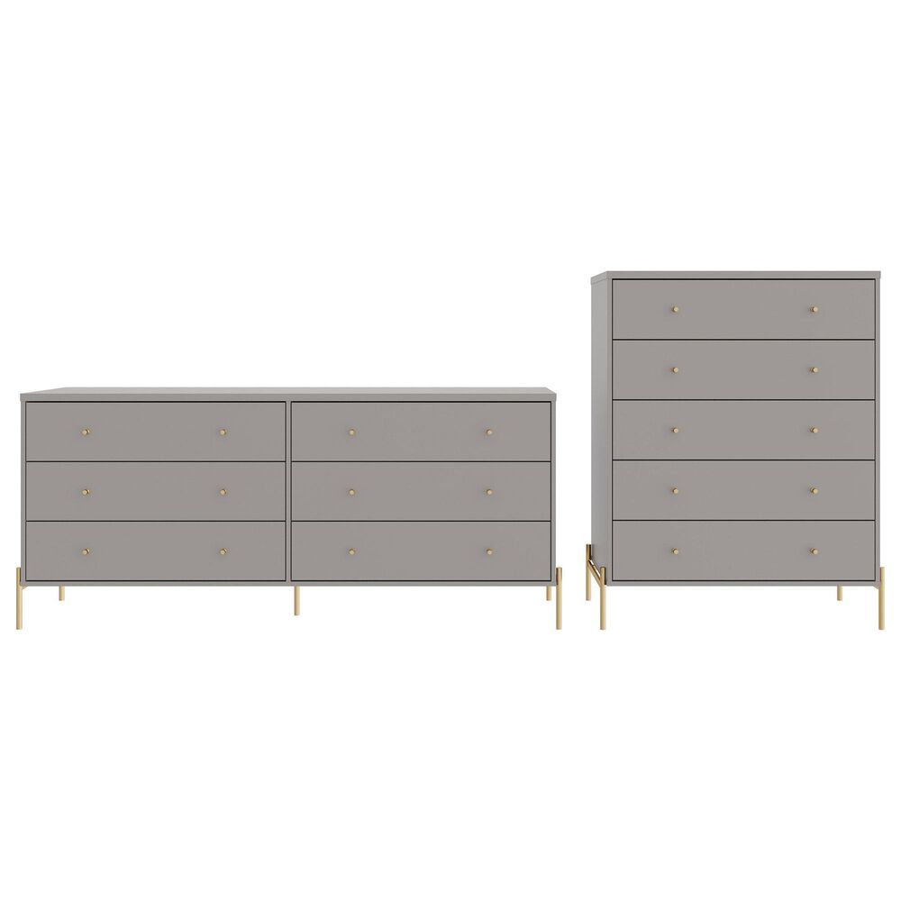 Dayton Jasper 2Piece Tall Dresser and Double Wide Dresser Set in Grey