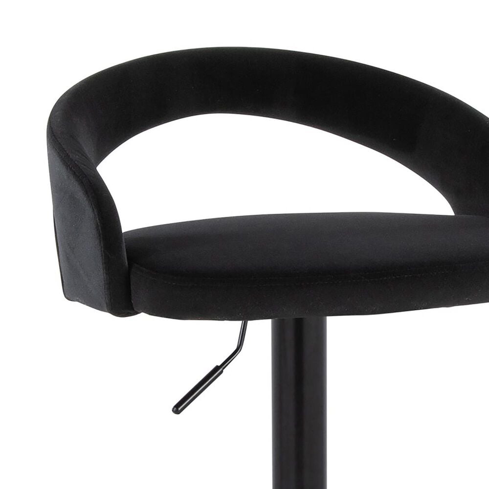 LumiSource Grotto Adjustable Barstool with Black Velvet Upholstery in Black (Set of 2), , large