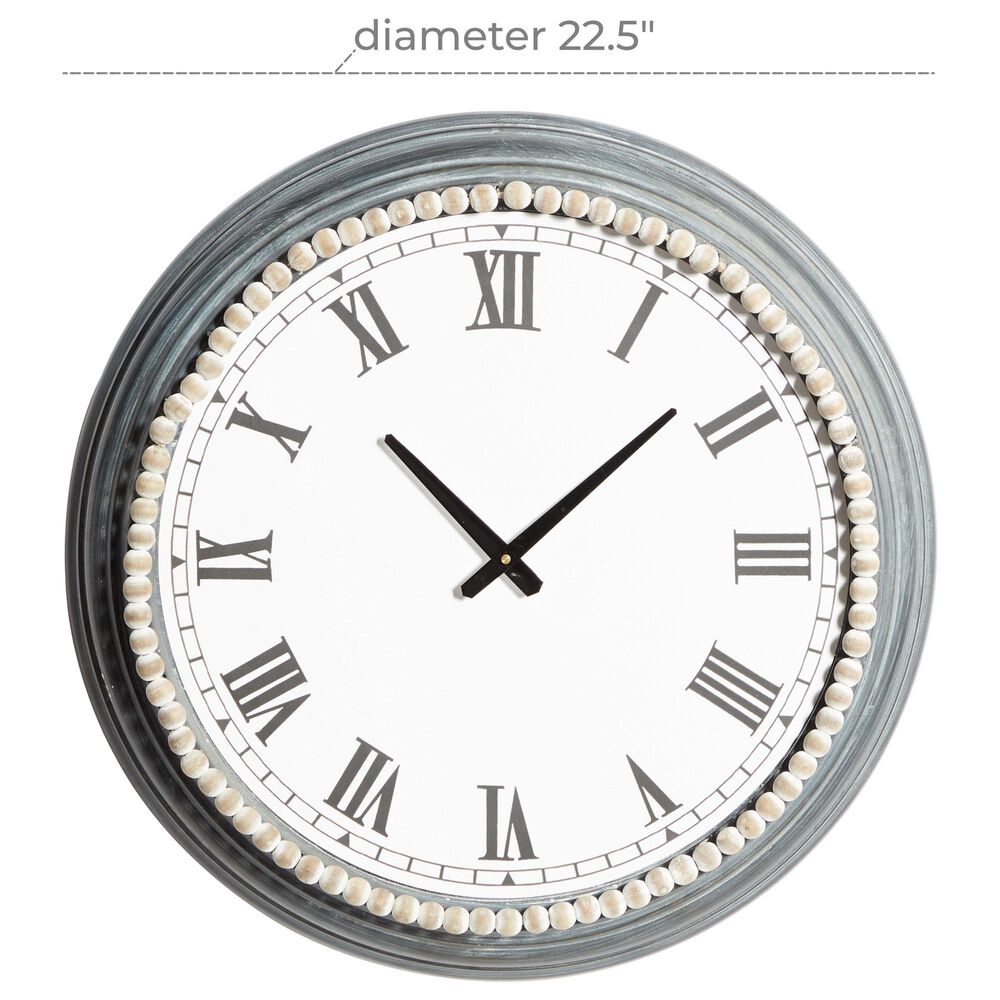 Maple and Jade 23&quot; x 23&quot; Wall Clock in White and Blue, , large