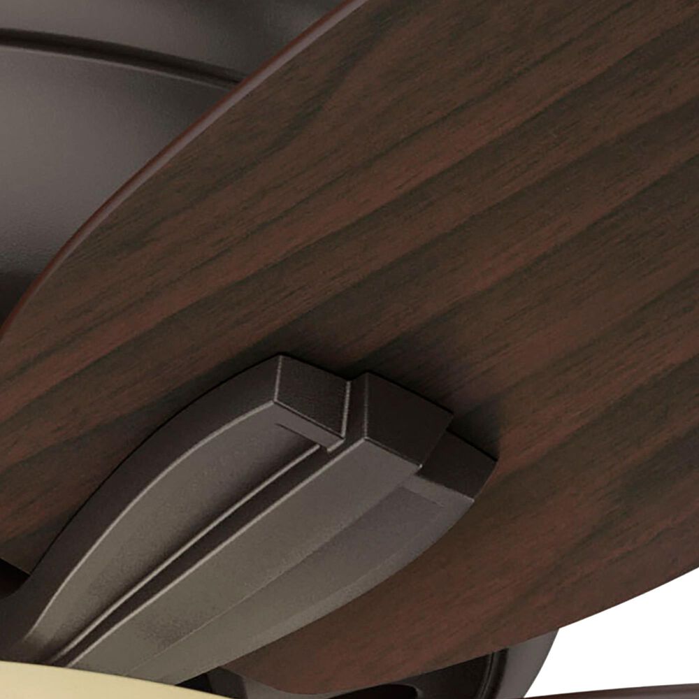Hunter Newsome Low Profile 42&quot; Ceiling Fan with Frosted Amber Lights in Premier Bronze, , large