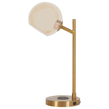 Signature Design by Ashley Abanson Desk Lamp with Wireless Charging + USB in Gold, , large