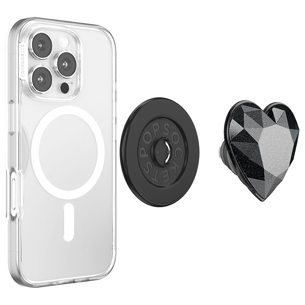 PopSockets MagSafe Circle PopGrip in Crystal Heart Black Glitter, , large