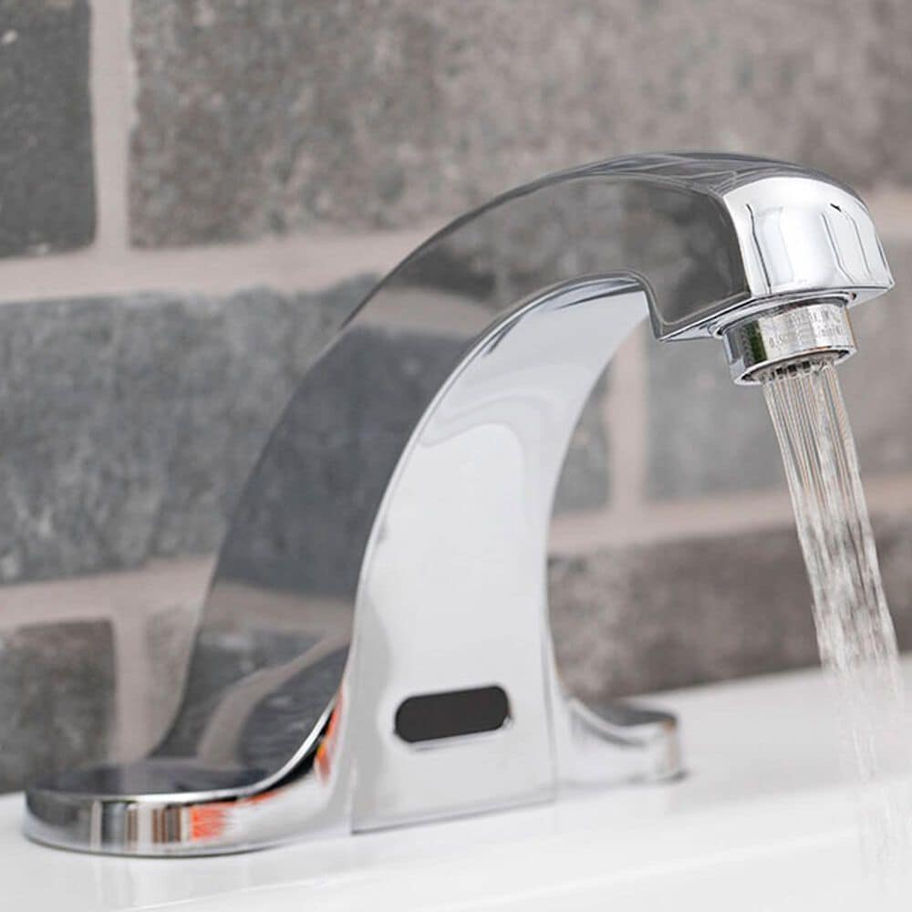 MS International Touch-Less Infrared Sensor Low-Arc Spout Bathroom Faucet in Chrome, , large