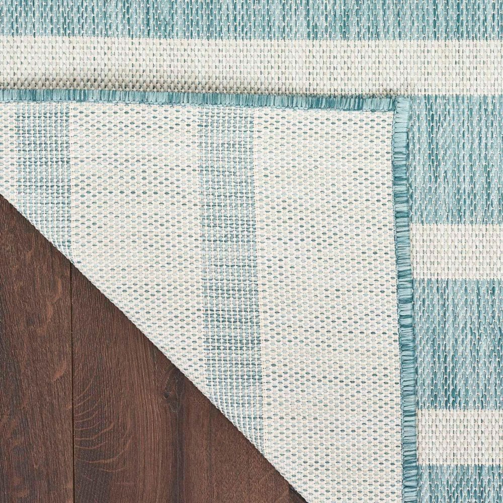 Nourison Positano POS03 Aqua and Ivory 4&#39; x 6&#39; Indoor/Outdoor Area Rug, , large