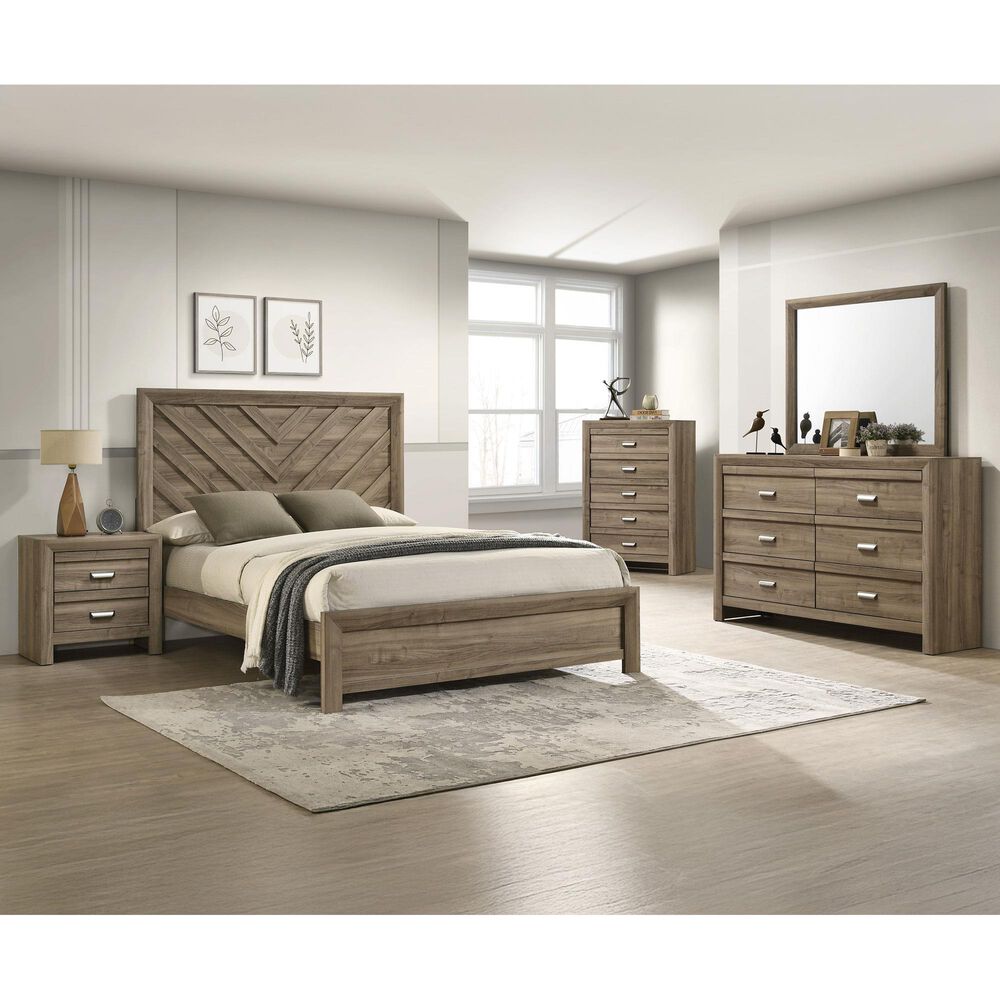 Crown Mark Valor 5-Piece Queen Bedroom Set in Light Brown, , large