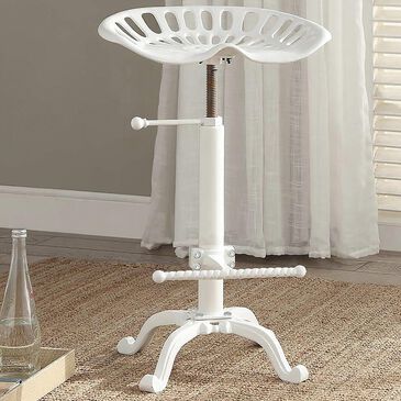 Carolina Cottage Adjustable Tractor Stool in White, , large