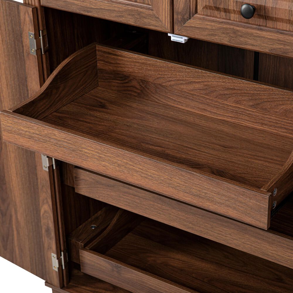 HOMLUX 71" Tall Kitchen Pantry Cabinet with 3 Pull Out Cabinet Organizers in Brown, , large