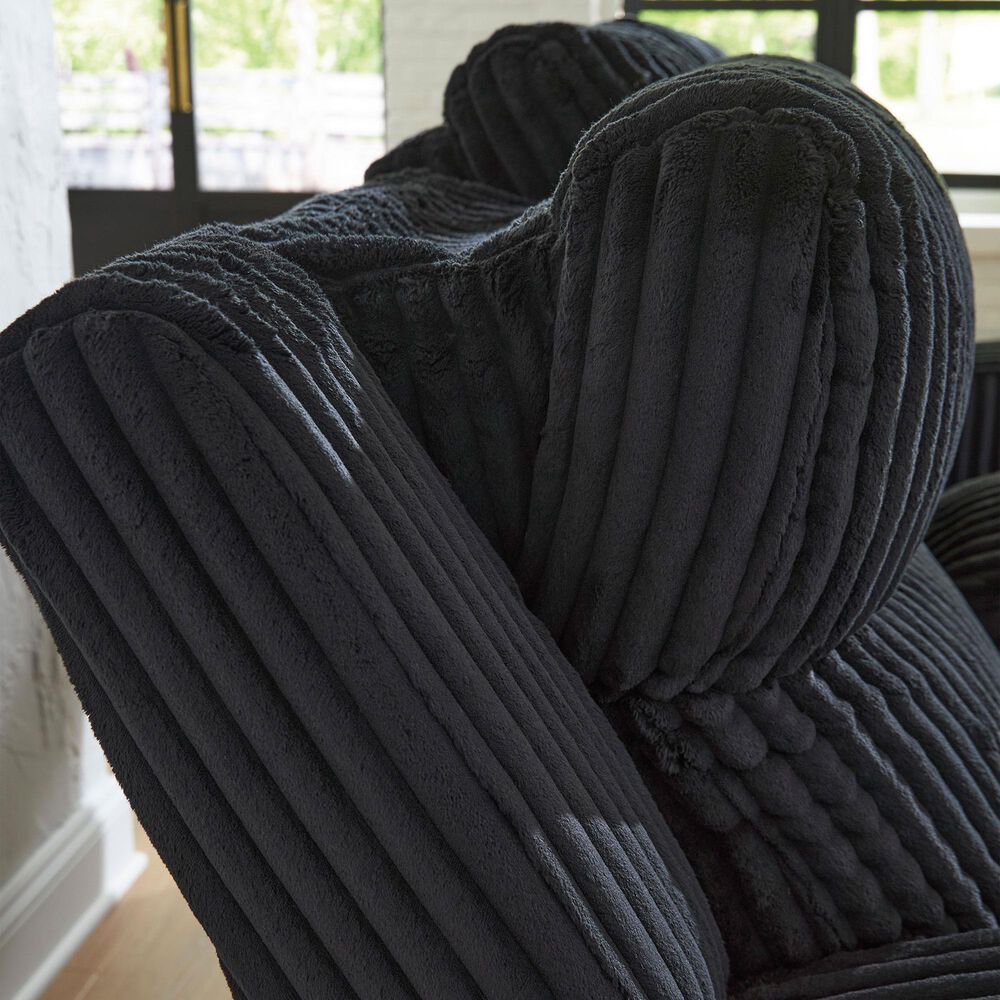 Ashley Forest Lake Power Reclining Loveseat with Console and Adjustable Headrest in Black Velvet, , large