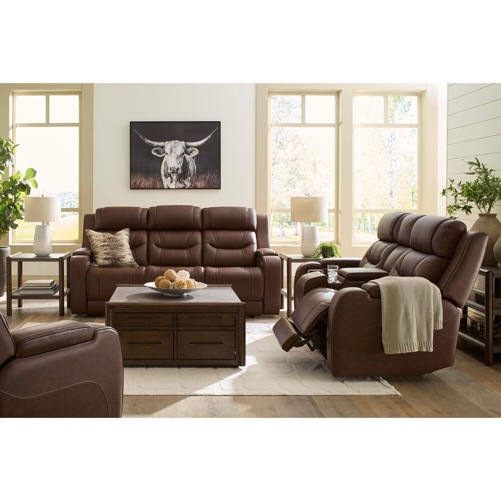 Ashley Knightington Power Reclining Loveseat in Brown, , large
