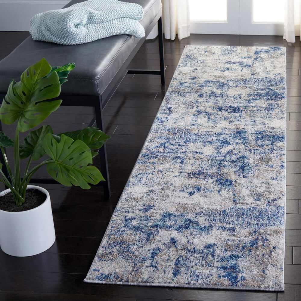 Safavieh Aston  ASN712 2&#39; x 8&#39; Grey and Navy Runner, , large