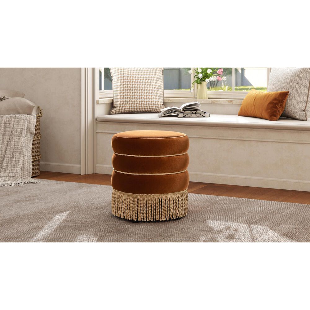 Jennifer Taylor Home Edward Pouf in Burnt Orange, , large