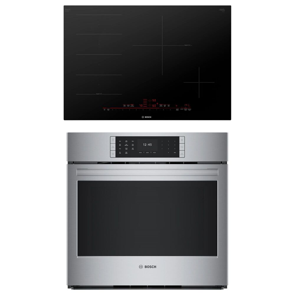 Bosch Benchmark 2-Piece Kitchen Package with Stainless Steel 30" Single Wall Oven and Black 30" Smart Induction Cooktop, , large