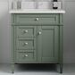 James Martin Vanities Brittany 30" Single Bathroom Vanity in Smokey Celadon with Single Hole 3 cm White Zeus Quartz Top and Rectangular Sink, , large