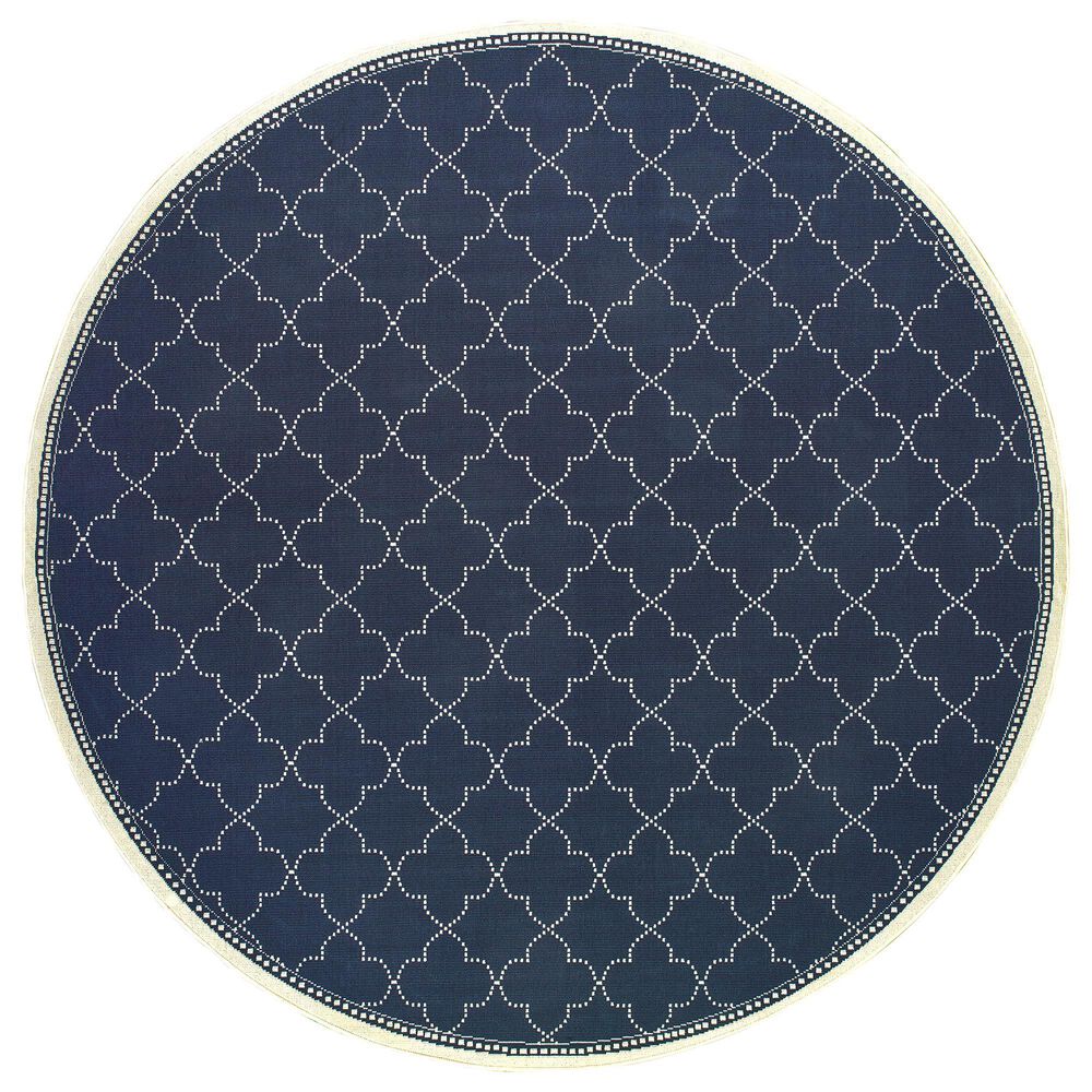 Oriental Weavers Marina 6025P 7&#39;10&quot; Round Navy and Ivory Area Rug, , large