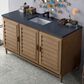 James Martin Vanities Portland 60" Single Bathroom Vanity in Whitewashed Walnut with 3 cm Charcoal Soapstone Quartz Top and Rectangular Sink, , large