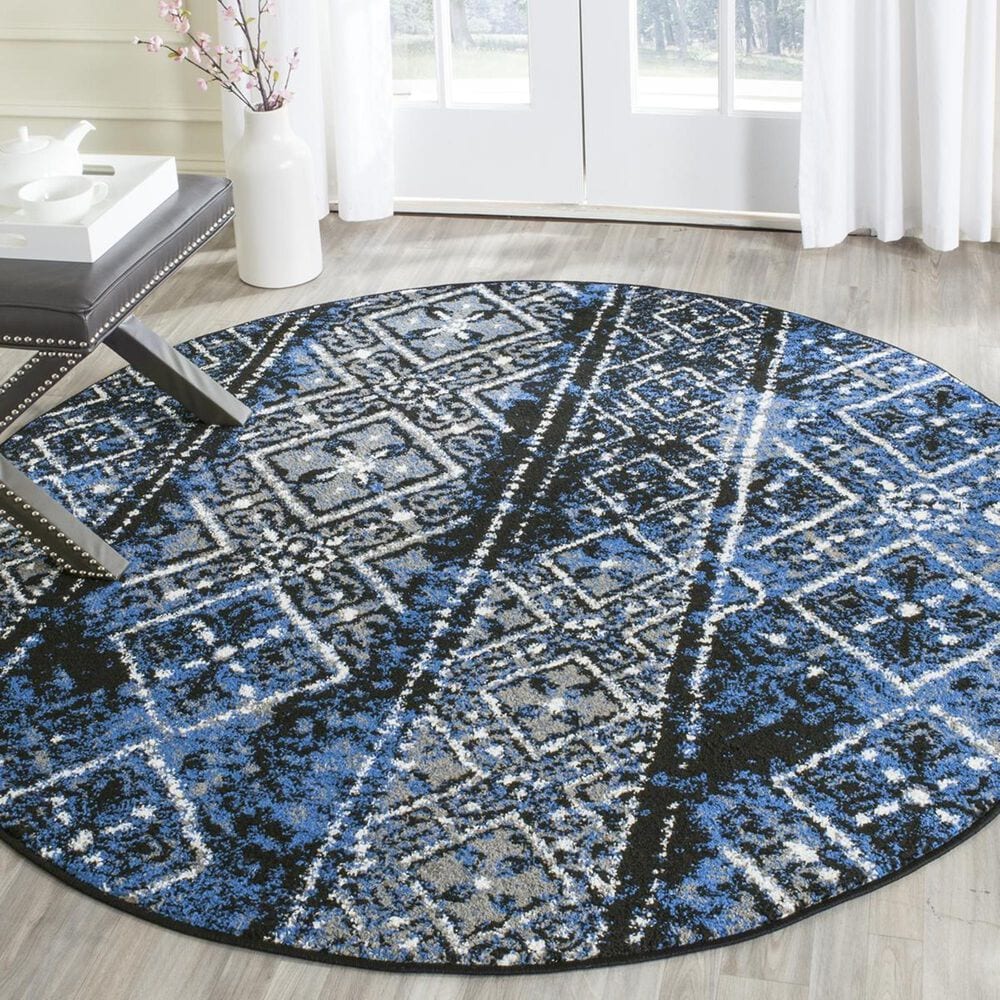 Safavieh Adirondack ADR111A-4R 4&#39; x 4&#39;  Silver/Black Round Rug, , large