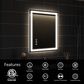 HOMLUX 20" x 28" LED Bathroom Makeup Mirror in Silver, , large