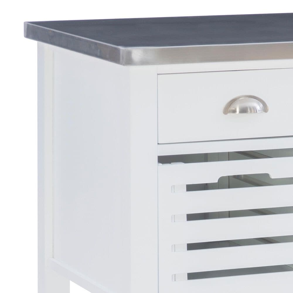 Linon Home Decor Robbin Kitchen Cart in White and Stainless Steel, , large