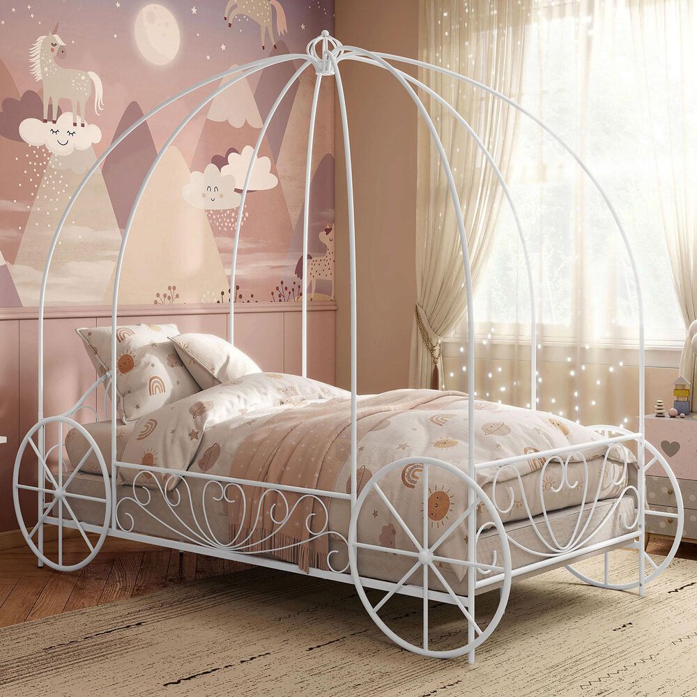 Furniture of America Carriage Twin Canopy Bed in White, , large