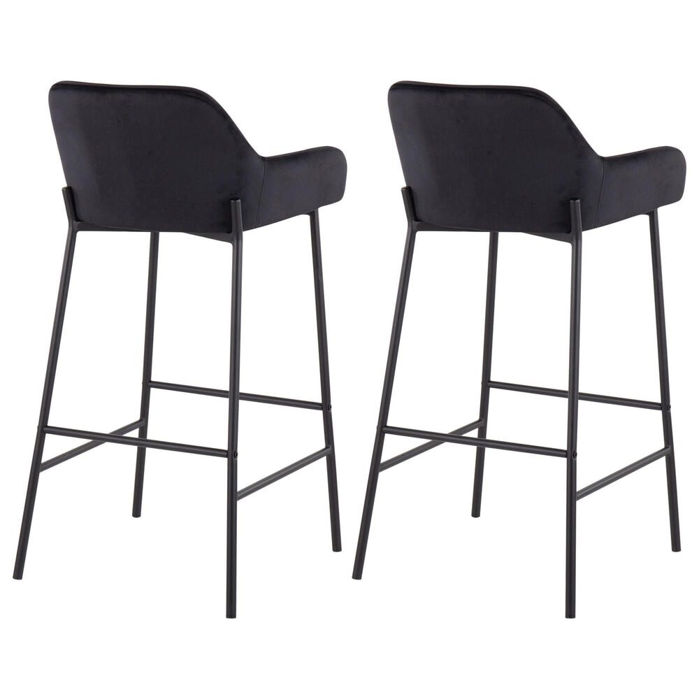 LumiSource Daniella Bar Stool with Black Velvet Upholstery in Black (Set of 2), , large
